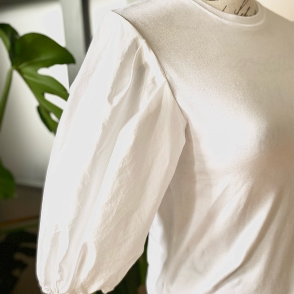 H & M flared sleeves Cotton White T-shirt size XS/S - Picture 3 of 4